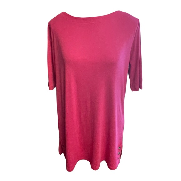 Karen Scott Tops - Karen Scott Fuchsia Short Sleeve Top